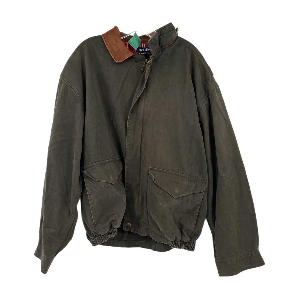 Nautica Gray/Brown Plaid Trench Coat | Men’s XL Cotton Jacket